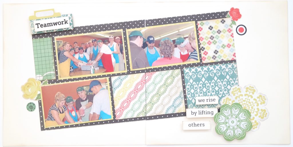 diagonal two page scrapbook layout