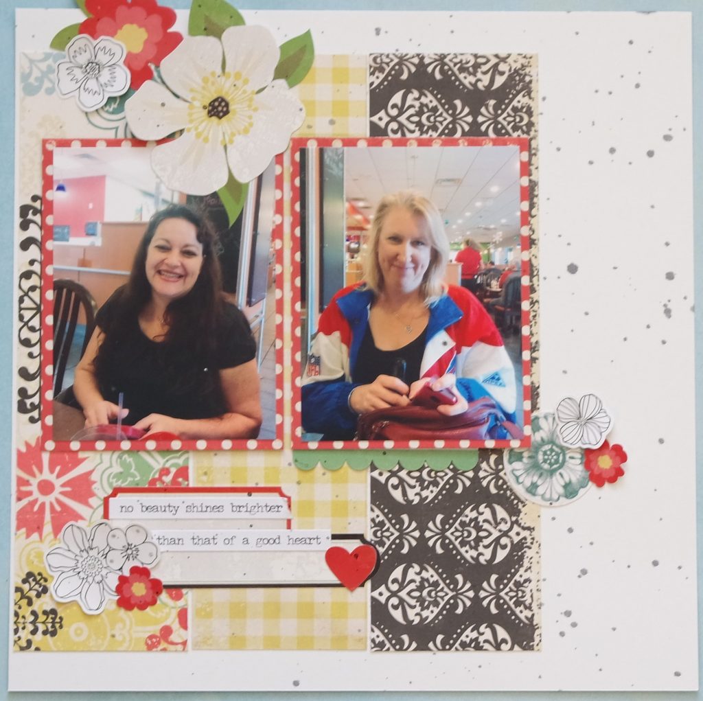 single page scrapbook layout using Echo Park For the Record patterned paper